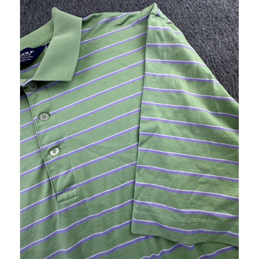 Polo Golf Ralph Lauren Polo Mens Large Green Striped Pima Cotton Logo Activewear